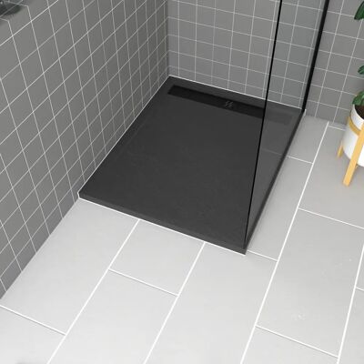 Aurlane PACR141 Plato de Ducha - Acrílico Reforzado, 80x100cm, Negro, Gris, Cromo Aurlane PACR141 Plato de Ducha - Acrílico Reforzado, 80x100cm, Negro, Gris, Cromo