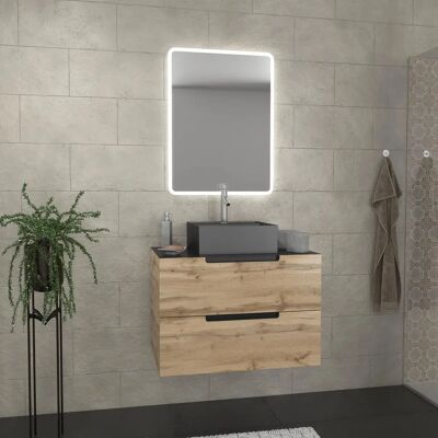 Aurlane Pacm369 Gabinete de baño de roble negro - Diseño suspendido moderno Aurlane Pacm369 Gabinete de baño de roble negro - Diseño suspendido moderno
