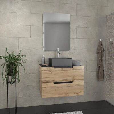 Aurlane Pacm376 Gabinete de baño de Roble y Negro - 2 Cajones Aurlane Pacm376 Gabinete de baño de Roble y Negro - 2 Cajones