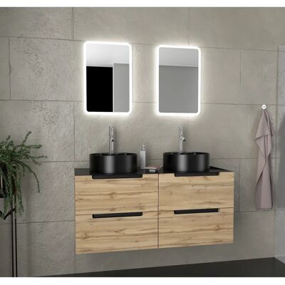 Aurlane Pacm459 Armario de baño - Moderno, Roble y Negro, 120cm Aurlane Pacm459 Armario de baño - Moderno, Roble y Negro, 120cm