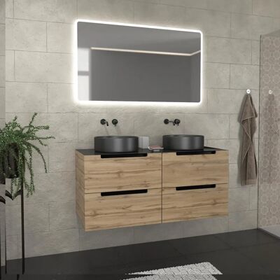 Aurlane Gabinete de baño Roble y negro - Diseño moderno suspendido Aurlane Gabinete de baño Roble y negro - Diseño moderno suspendido