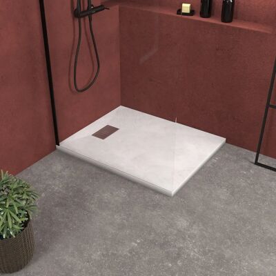 Aurlane - Plato de ducha efecto piedra blanca 100x80cm - PACR111 Aurlane - Plato de ducha efecto piedra blanca 100x80cm - PACR111
