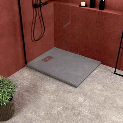 Aurlane - Plato de ducha gris efecto piedra 100x80cm - Resistente Aurlane - Plato de ducha gris efecto piedra 100x80cm - Resistente