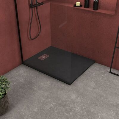 Aurlane Plato de ducha negro efecto piedra 100x80cm - Plato de ducha Aurlane Plato de ducha negro efecto piedra 100x80cm - Plato de ducha