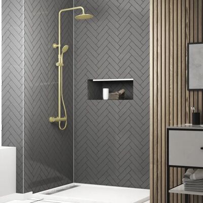Sistema de ducha Gold de Aurlane - Termostático con cabezal ajustable Sistema de ducha Gold de Aurlane - Termostático con cabezal ajustable