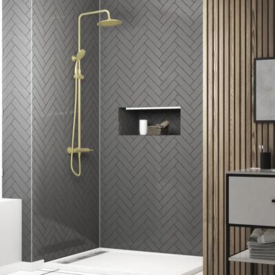 Système de douche Aurlane Molly Gold en or brossé - Type de douche - Publicité Système de douche Aurlane Molly Gold en or brossé - Type de douche - Publicité