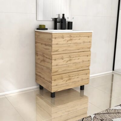 Aurlane PACM606 Rangements de salle de bain - Moderne 60cm 3 tiroirs Lavabo en céramique - Publicité Aurlane PACM606 Rangements de salle de bain - Moderne 60cm 3 tiroirs Lavabo en céramique - Publicité