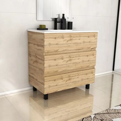 Aurlane Mueble de Baño 80cm 3 Cajones Roble Industrial Aurlane Mueble de Baño 80cm 3 Cajones Roble Industrial