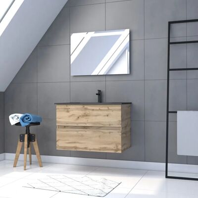 Aurlane - Juego de Muebles de Baño - 60cm, 2 Puertas, Lavabo Negro Aurlane - Juego de Muebles de Baño - 60cm, 2 Puertas, Lavabo Negro
