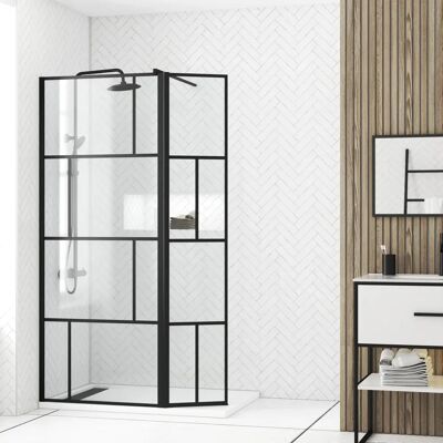 Aurlane FAC928 Enclos de douche moderne noir - 80+40x195cm - Publicité Aurlane FAC928 Enclos de douche moderne noir - 80+40x195cm - Publicité