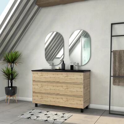 Aurlane Meuble de Salle de Bain - Double Lavabo - 6 Tiroirs - Bois Naturel - Rangement Salle de Bain - Publicité Aurlane Meuble de Salle de Bain - Double Lavabo - 6 Tiroirs - Bois Naturel - Rangement Salle de Bain - Publicité