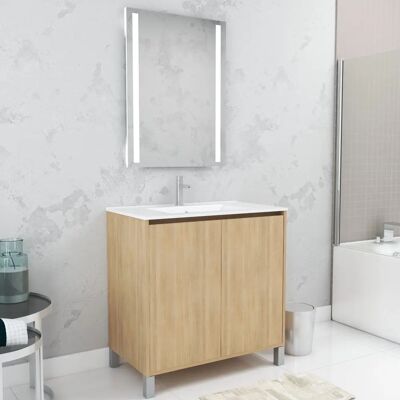 Aurlane Pacm624 - Mueble de baño moderno, Roble Claro, Cierre suave, Luz LED Aurlane Pacm624 - Mueble de baño moderno, Roble Claro, Cierre suave, Luz LED
