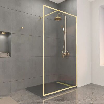 Aurlane PACF419 - Ducha italiana elegante con acabado oro cepillado - Mampara de ducha Aurlane PACF419 - Ducha italiana elegante con acabado oro cepillado - Mampara de ducha