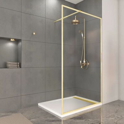 Aurlane PACF422 Mampara de ducha - Oro cepillado - Reversible - 120x200cm Aurlane PACF422 Mampara de ducha - Oro cepillado - Reversible - 120x200cm