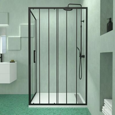 Aurlane PACF188 Puerta de Ducha - Negro, Vidrio Templado 6mm, Reversible Aurlane PACF188 Puerta de Ducha - Negro, Vidrio Templado 6mm, Reversible