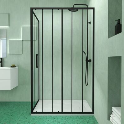 Aurlane PACF193 Mampara de Ducha - Vidrio Negro, Reversible, 120x80x200cm Aurlane PACF193 Mampara de Ducha - Vidrio Negro, Reversible, 120x80x200cm