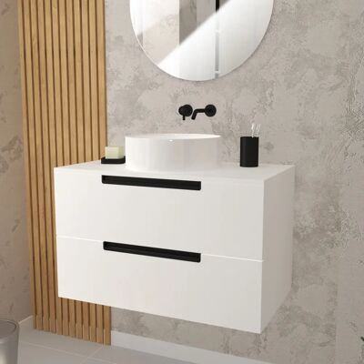 Aurlane PACM645 Meuble de salle de bain blanc - 2 tiroirs - Lavabo rond en céramique - Publicité Aurlane PACM645 Meuble de salle de bain blanc - 2 tiroirs - Lavabo rond en céramique - Publicité
