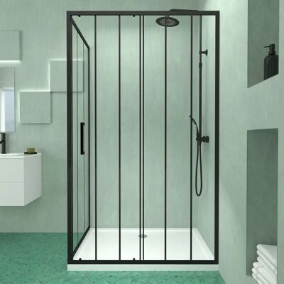 Aurlane PACF176 Puerta de Ducha - Cristal Negro, Reversible Aurlane PACF176 Puerta de Ducha - Cristal Negro, Reversible