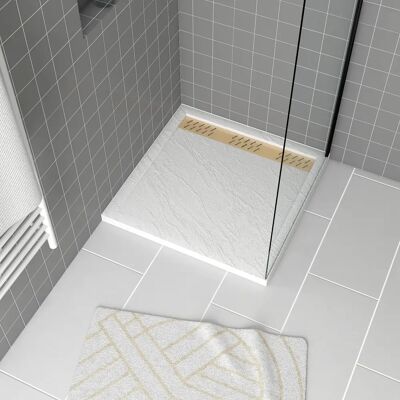 Aurlane PACR157 Bañera de ducha blanca - Acrílico, efecto piedra, rejillas cromo/oro Aurlane PACR157 Bañera de ducha blanca - Acrílico, efecto piedra, rejillas cromo/oro