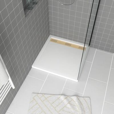 Aurlane Modèle PACR151 - Caillebotis de douche en acrylique renforcé - Blanc, Or, Chrome - Publicité Aurlane Modèle PACR151 - Caillebotis de douche en acrylique renforcé - Blanc, Or, Chrome - Publicité