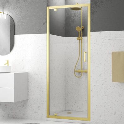 Porte de douche GOLDY CRUSH Or Brossé - Verre trempé 6mm - Publicité Porte de douche GOLDY CRUSH Or Brossé - Verre trempé 6mm - Publicité