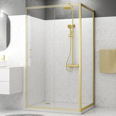 Aurlane FAC960 Porte de Douche Or Brossé - 90x200 cm - Design Moderne - Publicité Aurlane FAC960 Porte de Douche Or Brossé - 90x200 cm - Design Moderne - Publicité