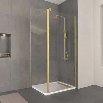 Ensemble de Douche Or Brossé Réversible - 90+40x200 cm - Publicité Ensemble de Douche Or Brossé Réversible - 90+40x200 cm - Publicité