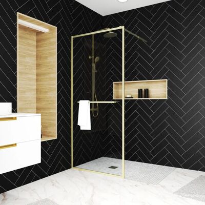Aurlane FAC963 Mampara de Ducha Oro Cepillado - Moderna y Reversible Aurlane FAC963 Mampara de Ducha Oro Cepillado - Moderna y Reversible