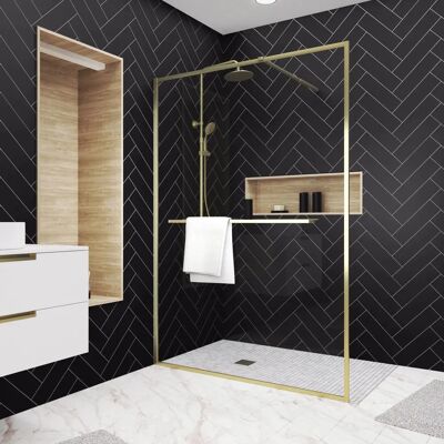 Aurlane FAC965 Mampara de Ducha Oro Cepillado - Resistente, Reversible, 140x200cm Aurlane FAC965 Mampara de Ducha Oro Cepillado - Resistente, Reversible, 140x200cm