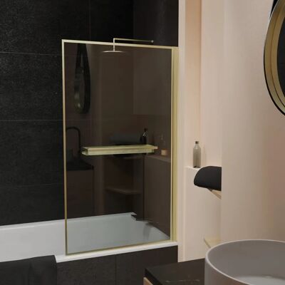 Aurlane FAC975 Paroi de douche - 75x130cm, Or Brossé, Réversible - Publicité Aurlane FAC975 Paroi de douche - 75x130cm, Or Brossé, Réversible - Publicité