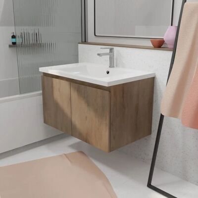 Aurlane LAV932 Armoire de salle de bain suspendue en bois clair - Rangement salle de bain - Publicité Aurlane LAV932 Armoire de salle de bain suspendue en bois clair - Rangement salle de bain - Publicité