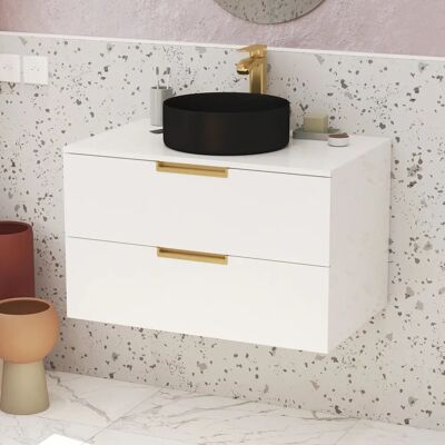 Aurlane PACM676 Armario de almacenamiento para baño - Blanco y Oro - 2 Cajones Aurlane PACM676 Armario de almacenamiento para baño - Blanco y Oro - 2 Cajones