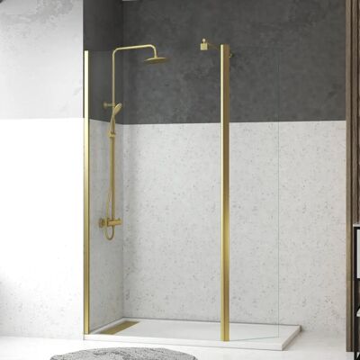 Aurlane PACF461 paroi de douche - Porte pivotante, verre 8mm, accents or - Publicité Aurlane PACF461 paroi de douche - Porte pivotante, verre 8mm, accents or - Publicité