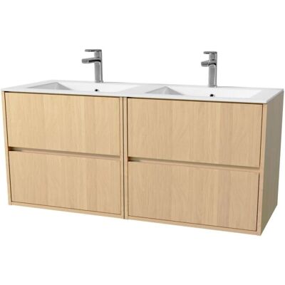 AURLANE Modèle PACM696 - Chêne Clair - Tiroirs à fermeture douce - Lavabo en céramique blanche - Ensemble de meubles de bain - Publicité AURLANE Modèle PACM696 - Chêne Clair - Tiroirs à fermeture douce - Lavabo en céramique blanche - Ensemble de meubles de bain - Publicité