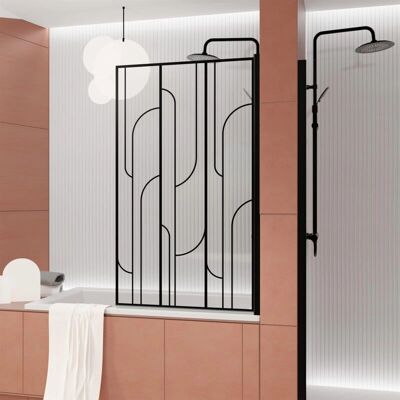 Aurlane - Modelo Fac1011 - Negro Mate - Mampara de bañera 80x140cm Art Decó Aurlane - Modelo Fac1011 - Negro Mate - Mampara de bañera 80x140cm Art Decó