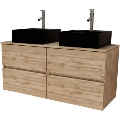 Aurlane Mueble de baño Roble Natural - Doble Lavabo - Diseño Moderno Aurlane Mueble de baño Roble Natural - Doble Lavabo - Diseño Moderno