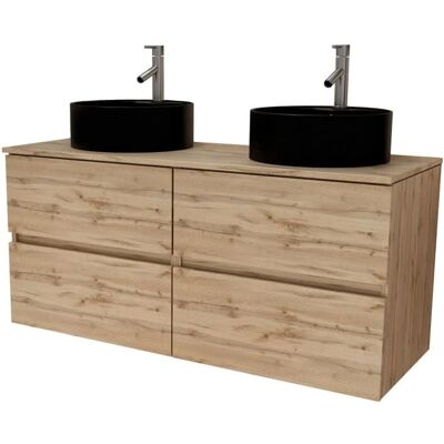 Aurlane Gabinete Doble de Baño - Roble Natural, Cajones Suaves - Mueble de Baño Aurlane Gabinete Doble de Baño - Roble Natural, Cajones Suaves - Mueble de Baño