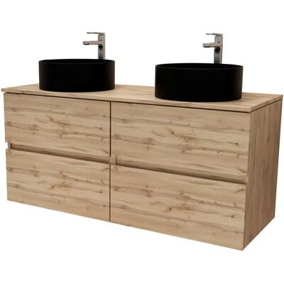 Aurlane - Conjunto Moderno de Baño con Doble Mueble y Lavabos Negros Aurlane - Conjunto Moderno de Baño con Doble Mueble y Lavabos Negros