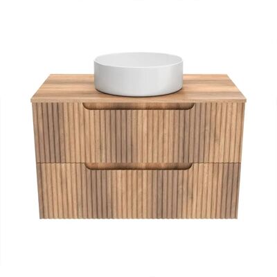 Aurlane - Mueble de Baño 80cm Madera - Cajones Ondulados - Lavabo Redondo - Muebles de Baño Aurlane - Mueble de Baño 80cm Madera - Cajones Ondulados - Lavabo Redondo - Muebles de Baño