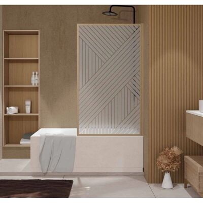 Aurlane - Pare-douche Sérigraphie Droite 140x80cm - Décor en Aluminium Bois - Publicité Aurlane - Pare-douche Sérigraphie Droite 140x80cm - Décor en Aluminium Bois - Publicité