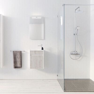 Aurlane Gabinete de baño - Compacto con lavabo - Gris y Blanco Aurlane Gabinete de baño - Compacto con lavabo - Gris y Blanco