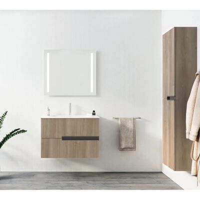 AURLANE - 80 cm Dark Oak Cabinet - 2 Drawers AURLANE - 80 cm Dark Oak Cabinet - 2 Drawers