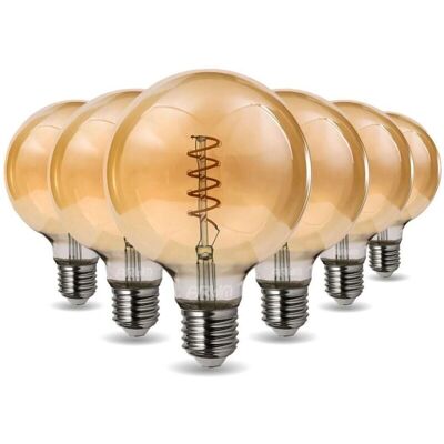 ARUM LIGHTING Set di 6 lampadine LED G95 Vintage Ambra ARUM LIGHTING Set di 6 lampadine LED G95 Vintage Ambra