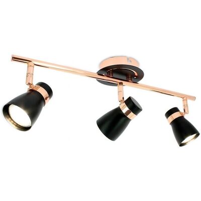 ARUM LIGHTING - Hampton - 3 Spot GU10 - Nero opaco - Oro rosa - Plafoniera ARUM LIGHTING - Hampton - 3 Spot GU10 - Nero opaco - Oro rosa - Plafoniera