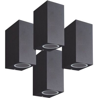 ARUM LIGHTING - Set di 4 applique da esterno rettangolari a doppio raggio manathan nere GU10 IP54 ARUM LIGHTING - Set di 4 applique da esterno rettangolari a doppio raggio manathan nere GU10 IP54