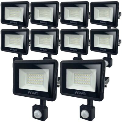 ARUM LIGHTING - Set di 10 fari LED esterni con rilevatore di movimento - Nero - Fari LED ARUM LIGHTING - Set di 10 fari LED esterni con rilevatore di movimento - Nero - Fari LED