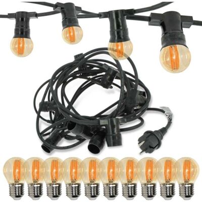 Arum Lighting - Luci a stringa - 10m, estendibile 8 volte, LED 360°, cavo nero Arum Lighting - Luci a stringa - 10m, estendibile 8 volte, LED 360°, cavo nero