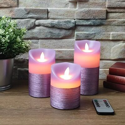Arum Lighting - Set di 3 candele viola fiamma tremolante interno Arum Lighting - Set di 3 candele viola fiamma tremolante interno