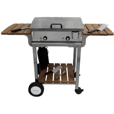 Planchaelec Lux 600 Inox - Plancha électrique française avec chariot et accessoires - Publicité Planchaelec Lux 600 Inox - Plancha électrique française avec chariot et accessoires - Publicité