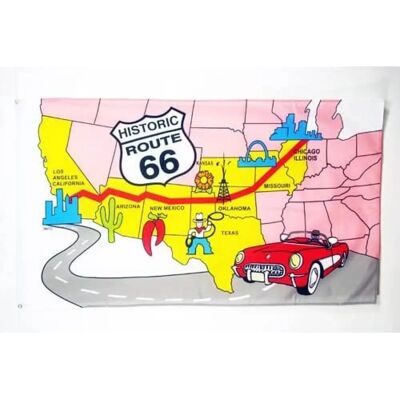 Flagge USA Route 66 150x90cm - Amerikanische Flagge - USA 90x150cm Flagge USA Route 66 150x90cm - Amerikanische Flagge - USA 90x150cm